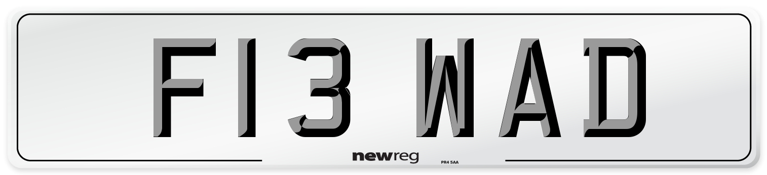 F13 WAD Number Plate from New Reg